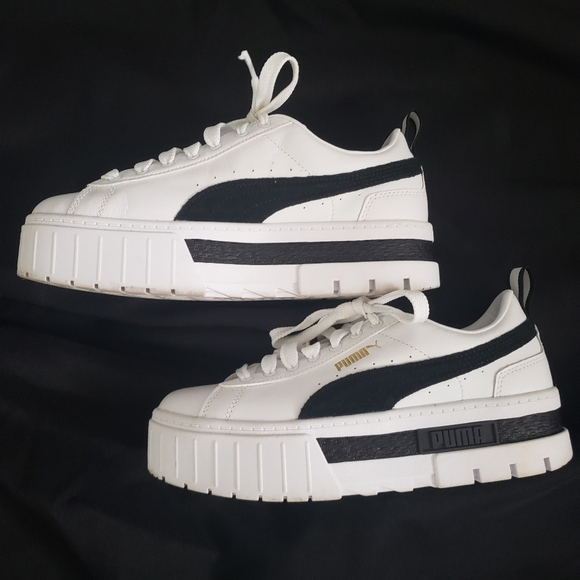Mayze Puma Women's White and Black Platform Sneakers 7 New - Picture 8 of 13